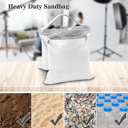 4-Pack White Sandbag Weight Bag for Light Stand Photography Video Equipment | Heavy Duty Saddlebags for Backdrop Stand, Photo Tripod, Canopy, Pop up Tent, Umbrella Base, Fishing Chair, Picnic Table - color: White