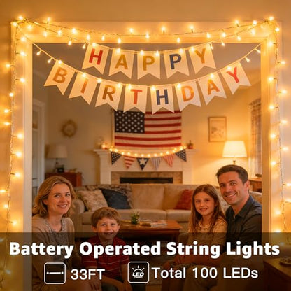Ollny Fairy Lights Battery Operated 33FT 100LED Warm White, Clear Wire - color: Warm White-(Clear Wire), size: 100 LED