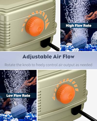 Pawfly Aquarium Air Pump 254 GPH Dual Outlets Fish Tank Air Pump for Tanks up to 300 Gallons Adjustable Quiet Oxygen Pump Fish Tank Aerator with Airline Tubing and Check Valves - size: PRO Standard (Up to 300 Gallon)