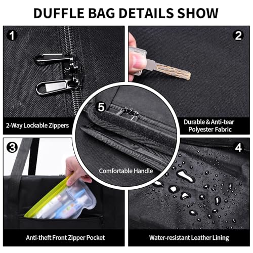 Urbanstand 46 inch Foldable Duffel Lock Zipper Travel Camp, Black | 600D Water-Resistant Ripstop Polyester, Foldable Design, Padded Handle, Holds Tent, Tripod, Fishing Rod & Sports Equipment - color: Black, size: 46 Inch