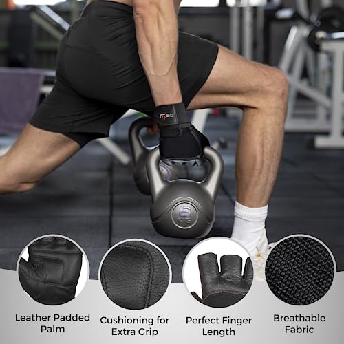 DEFY Padded Weight Lifting Gloves with 13" Long Wrist Wrap Genuine Leather Gym Gloves for Power Lifting, Cross Training, Workout Black - size: Large