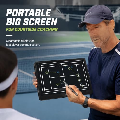 Magnetic Electronic Tennis Coaching Board, 16 Inch, Portable Erasable Tactical Drawing Tablet, Black, Plastic, for Training, Teaching, and Competition