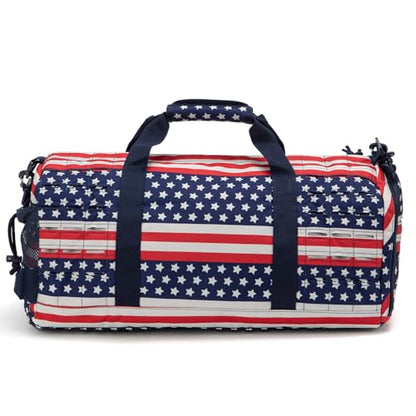 QT&QY 40L Military Tactical Duffel Bag For Men Sport Gym Bag Fitness Tote Travel Duffel Bags Training Workout Bag With Shoe Compartment Basketball Football Weekender Bag patriot Star Spangled - color: Star Spangled