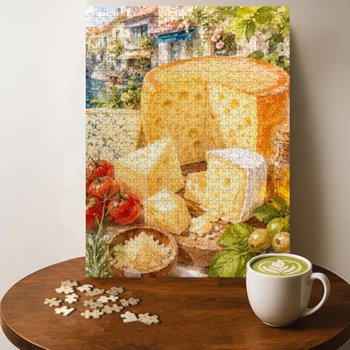 Cheese Food Jigsaw Puzzle - 500 Pieces Wooden Puzzle for Adults, Wall Art Gift, Finished Size: 20 x 15 Inch - color: Cheese - 500 Pieces