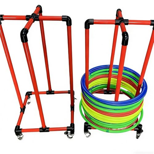 Simple PVC Hula Hoop Holder with Wheels, Outdoor Hoop Stand, Space-Saving Equipment Holder for Home, Gym, No Hula Hoop - color: 13.8in