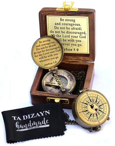 Be Strong and Courageous, Joshua 1:9, Solid Brass Directional Engraved Compass, Baptism Gifts for Boys Girls, First Communion, Christian Gifts for Men, First Confirmation Gifts for Boys - style: #2 Be Strong and Courageous, Joshua 1:9
