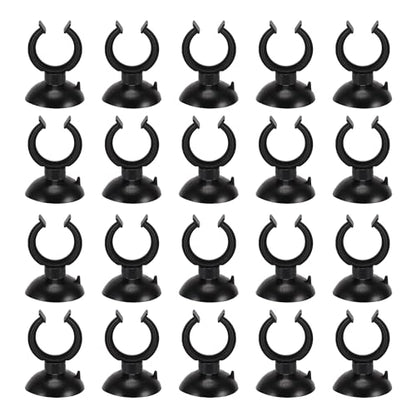 Aquarium Suction Cup, Aquarium Sucker Clip, Suction Cups Airline Tubing Holder, Fish Tank Accessories for Aquarium Fish Tank, Black, 0.79" 20 Pcs 20 Pcs