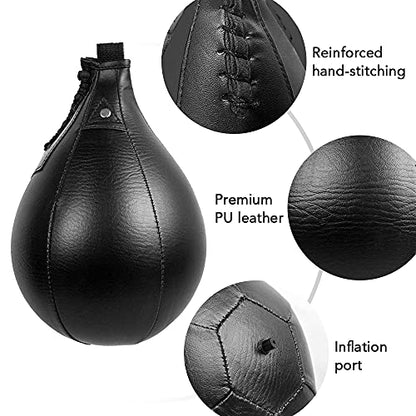 Boxing Speed Ball PU Leather Muay Thai Training Striking Bag Kit Boxing Punch Ball with Inflator Pump - color: Gold,White,Silver