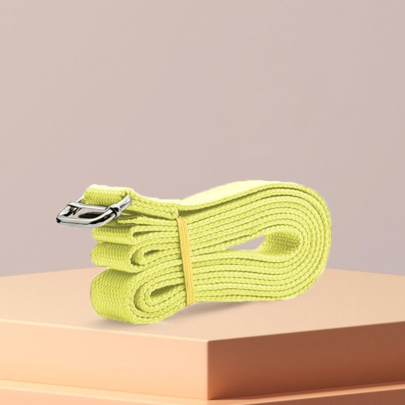 Professional Cotton Yoga Strap (2.5cm Width) – Thickened Non-Slip Stretching Belt for Yoga, Pilates, Rehab & Flexibility Training - color: yellow