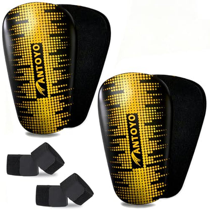 Mini Shin Guards Soccer Kids,Small Protective Gear with Fixed Straps | 2 Pairs Small Tiny Shin Pads Match Equipment Protective Tiny Shin Guards Soccer for All Ages - color: Golden Stars, size: M(H: 4.5 in,W: 2.9 in)