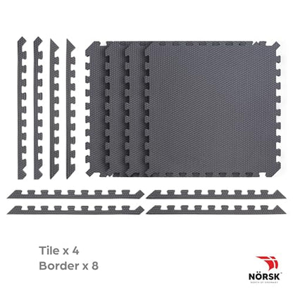 Reversible Gym Exercise Mats 3/4" Thick EVA Interlocking Foam Tiles, Perfect Home Gym Flooring, 20 Tiles & 40 Trim Pieces, 80 Sq. Ft. Reversible, Gray/Black - color: Gray/Black, size: 20 Tiles - 80 Sq. Ft.