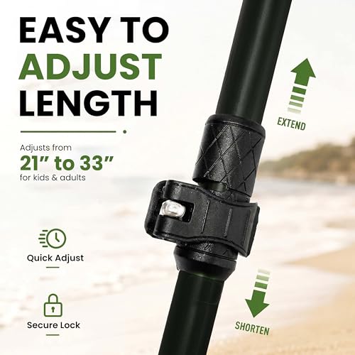 VOS Sand Sifter 2-Pack | Adjustable Handle 21"–33" | Stainless Steel Beach Scoop for Seashells, Shark Teeth & Sea Glass | Lightweight Aluminium, Rust-Resistant – Black - color: Black