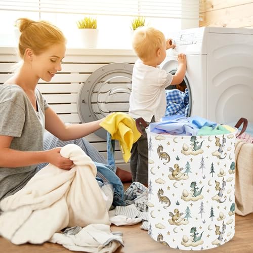 Dinosaur hamper,Dinosaur Collapsible Kid Room Basket,Cloud moon star dragon egg laundry hamper for kids,Nursery hamper,party gift basket,Shelf Book Basket(Cute dinosaurs) - color: Cute dinosaurs