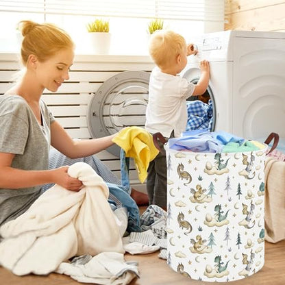 Dinosaur hamper,Dinosaur Collapsible Kid Room Basket,Cloud moon star dragon egg laundry hamper for kids,Nursery hamper,party gift basket,Shelf Book Basket(Cute dinosaurs) - color: Cute dinosaurs