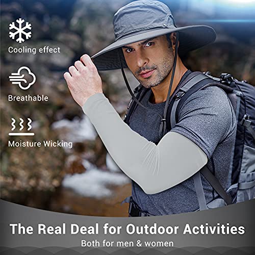2 Pairs UV Protection Cooling Arm Sleeves Compression Sun Sleeves for Men Women Youth, Tattoo Cover Up, UPF 50 - color: 2 Pairs: 1 Pair Black & 1 Pair Light Gray