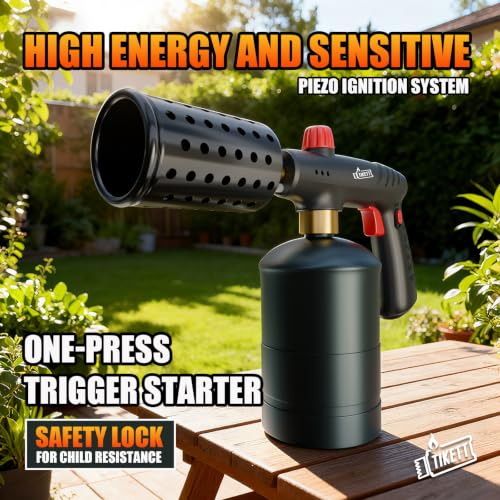 High Output Propane Torch Head with Trigger Start & Safety Lock | Heavy Duty Weed Burner, Charcoal Starter & Culinary Searing Torch for Steak, Sous Vide, fits 1lb Tank (Tank Not Included)