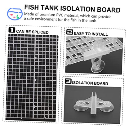 Happyyami 1set Aquarium Divider Fish Tank Separation Tool High-Transparency for Breeding Easy to Install Panels Cups for Fish Isolation - color: Transparent