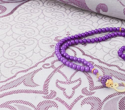 Prien Muslim Prayer Rug with Tasbih and Portable Bag, Muslim Gift for Women Men, Mubarak Islamic Box, Soft Mat Islam Gifts Set, Turkish Sajadah for Ramadan, Eid, Hajj, Travel, Pray (Purple) - color: Purple