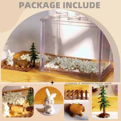Small Betta Fish Tank, Stackable Mini Aquarium Tank Kit with Aquarium Gravel & Forest Micro Landscape, 0.6 Gallon Acrylic Cube Fish Bowl for Sea Monkeys Shrimp Snails (Clear) - color: Clear