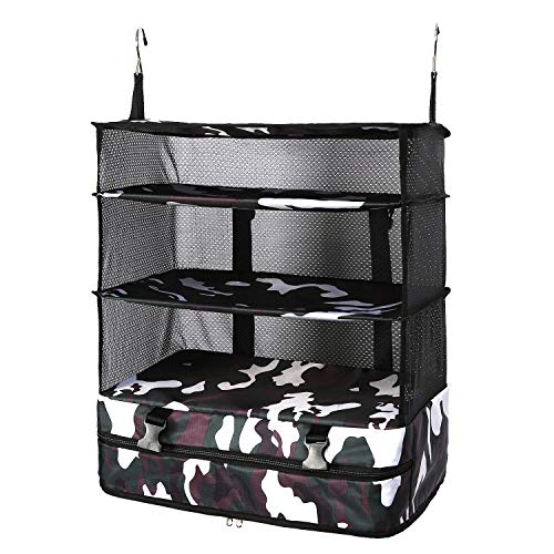 TABITORA Portable Hanging Travel Shelves Bag Packing Cube Organizer Suitcase Storage Large Capacity - color: Camouflage, size: X-Large
