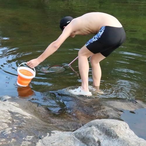Fishing Nets with Bucket Fishing Retractable Landing Net Lightweight Aluminum Pole with Non-Slip Handle for Catch and Release and Release Frogs Butterfly Youth Outdoor - style: Pink