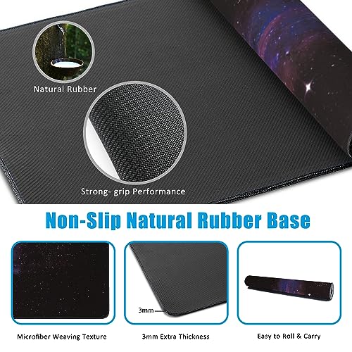 Mouse Pad,Abstract Space Desk Mat for Desktop,Desk Pad with Non-Slip Base and Stitched Edge,Extended Mousepad for Office and Home 35.4X15.7 Inch - color: Abstract Space