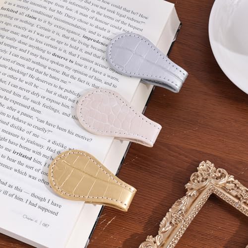 3PCS Vintage Magnetic Leather Bookmark, Leather Magnetic Bookmarks for Women, Magnetic PU Bookmarks Clip Book Accessories, Golden Pattern - style: Golden Pattern
