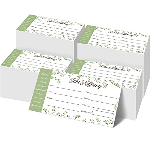 Woanger 1000Count Tithe and Offering Envelope for Church Donation, Greenery - style: Greenery