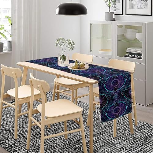 Geometry Moon Phase Table Runner,Boho Moonlit Garden Witchy Gothic Hippie Kitchen Table Decoration for Holiday Party Study Living Bedroom Dresser Cabin Cafe Wedding Decor 13×36in