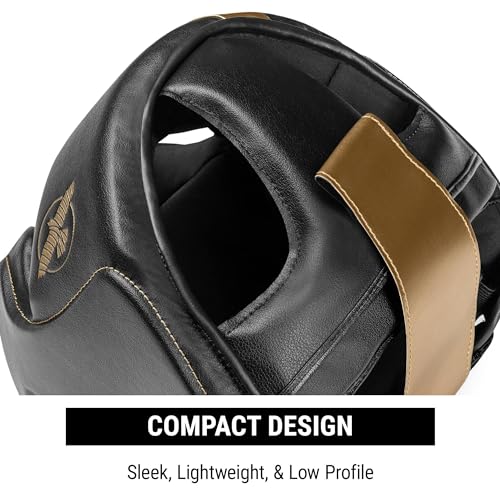 Hayabusa T3 Boxing Headgear Adjustable - color: Black/Gold, size: Large