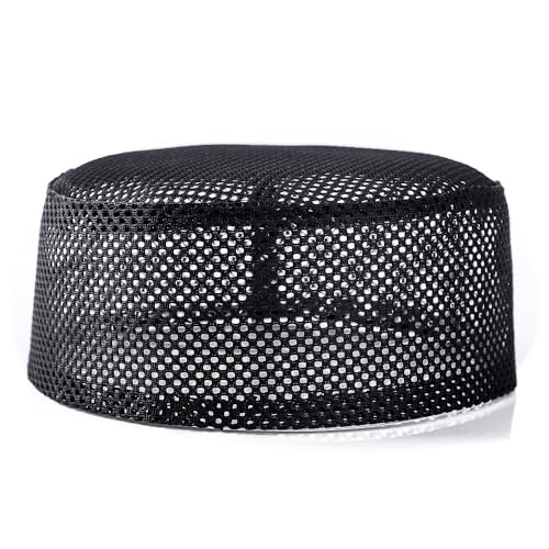 JIAHG 3pcs Breathable Mesh Fabric Muslim Prayer Kufi Skull Cap Islam Kufi Headware Takke Praying Beanie Hat Kofia Topi Hat - color: Black-3pcs/Pack