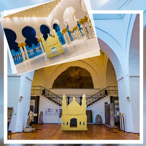 Thyle 5 ft Arabian Mosques Stand-up Cardboard Cutout Life Size Ramadan Eid Mosque Decoration Islam Muslim Backdrop Photo Prop for Muslim Interactive Praying Quran Book Pray and Islam Teach Gift - style: Arabian Mosques