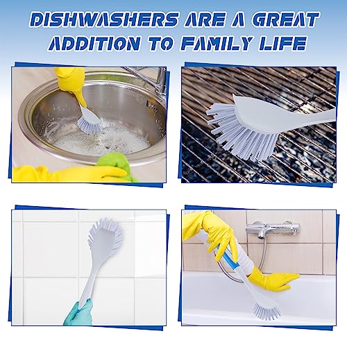 Hsei 20 Pcs Blue Kitchen Scrub Dish Brush Bulk with 11 Inch Anti Slip Handle Cleaning Dish Scrubber with Stiff Bristles Washing Scrub Brushes for Housekeeping for Pots and Pans, Kitchen Sink - color: Blue