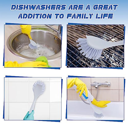 Hsei 20 Pcs Blue Kitchen Scrub Dish Brush Bulk with 11 Inch Anti Slip Handle Cleaning Dish Scrubber with Stiff Bristles Washing Scrub Brushes for Housekeeping for Pots and Pans, Kitchen Sink - color: Blue