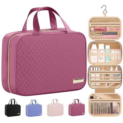 HOTOR Hanging Travel Toiletry Bag Women Men Essentials Rosewood-Pink - color: Rosewood-Pink, size: Large