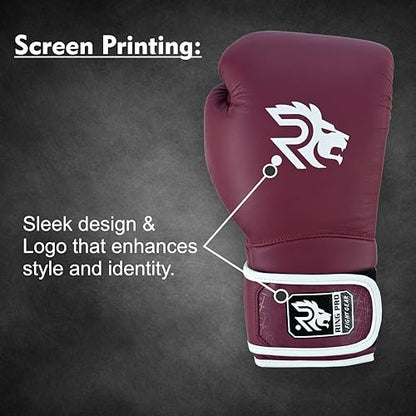 Ring Pro Leather Boxing Gloves with Strap – Premium for Training, Sparring, MMA, Kickboxing, Muay Thai (Unisex) - color: Maroon, size: 12 oz