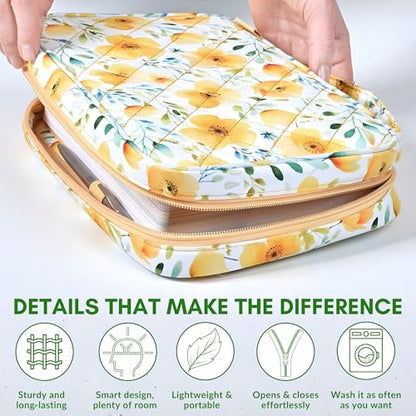 Quilted Bible Case for 6.5 X 9.5 inch Books, Bible Carrying Case for Women, Yellow Bible Cover - color: Yellow