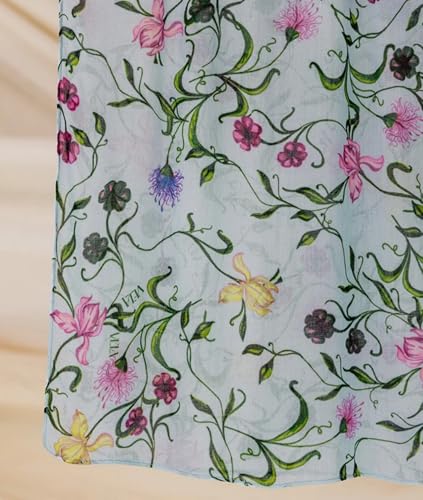 ZGMYC Watercolour Floral Printed Hijab Scarf for Women Soft Modal Cotton Instant Hijab Head Wraps Shawls Long Scarves - color: Light Green Flowers