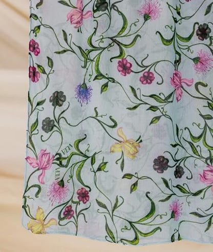 ZGMYC Watercolour Floral Printed Hijab Scarf for Women Soft Modal Cotton Instant Hijab Head Wraps Shawls Long Scarves - color: Light Green Flowers