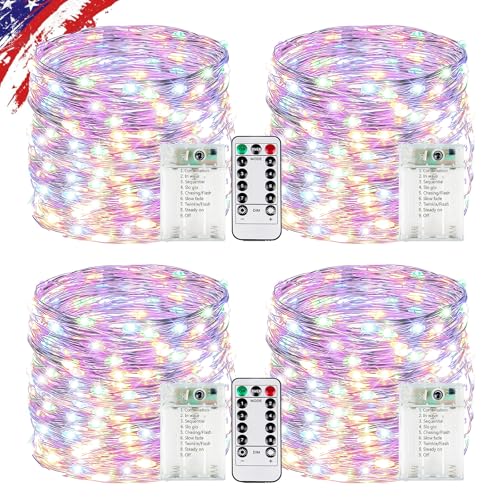 KAQ Fairy Lights Battery Operated with Remote, 4Pack 80FT 240LED Multicolor - color: Multicolor, size: 4PK 240LED With Remote