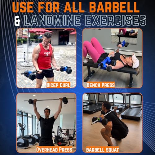 Dumbbell Converter- for 1" bars Superset Dumbbell to Barbell Adapters- hold up to 500lbs- Converts dumbbells for use on 1" diameter barbell - color: Blue Superset w/black weight collars (for 1" bars)