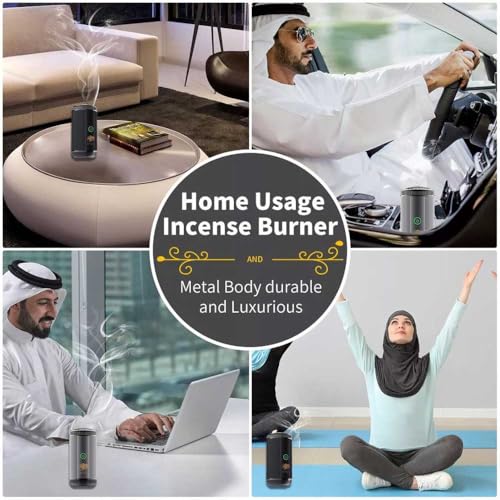 Bakhoor BoSidin Stylish Portable Incense Burner | USB Rechargeable Oud burner for Home Office and Car (X022-Silver)