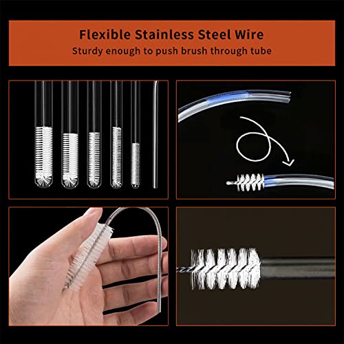 10 Pcs Flexible Drain Brush Straw Cleaner Brush Set,Pipe Cleaners Brush,61Inch Stainless Steel Double-Ended Hose Brush 8.2Inch Nylon Long CPAP Tube Cleaning Brush for Home Kitchen Sink Plumbing(White) - color: White