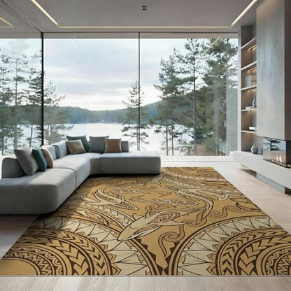 6'x9' Washable Abstract Geometric Area Rug, Beige Foldable Non-Slip Large Carpet Foldable Easy Care Carpet for Queen Size Bedroom, Under Bed, Master Bedroom | Ref:2067659 - color: Beige/Pattern 17, size: 6' x 9' (Rectangular)