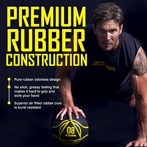 ZIVA Medicine Ball – Durable Rubber Weighted Ball with Easy-Grip Textured Shell for Core, Balance and Strength Training – Commercial Quality (Black, 4–20 lb) - style: 12lb Black