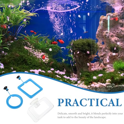 VALICLUD 3pcs Aquarium Fish Feeding Circles with Suction Cup Blue and Fish Tank Feeder Rings for Aquatic Pets