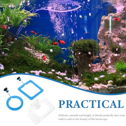 VALICLUD 3pcs Aquarium Fish Feeding Circles with Suction Cup Blue and Fish Tank Feeder Rings for Aquatic Pets