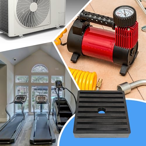 Anti Vibration Pads 4" X 4" X 7/9" Sound Isolation Rubber Heavy Duty Ribbed for Heavy Duty EVA Mechanical, HVAC, Air Compressor, Conditioner, Washer and Dryer, Treadmills Anti-Vibration Isolation Pads