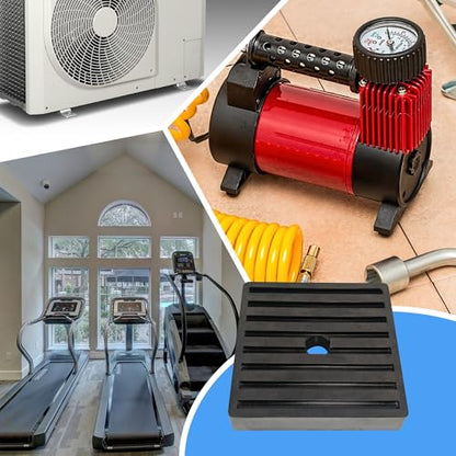 Anti Vibration Pads 4" X 4" X 7/9" Sound Isolation Rubber Heavy Duty Ribbed for Heavy Duty EVA Mechanical, HVAC, Air Compressor, Conditioner, Washer and Dryer, Treadmills Anti-Vibration Isolation Pads