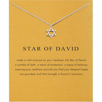 Dainty Silver Necklace for Women - Ankh Jesus Horse Celtic Cross Necklace for Women, Dainty Charm Spider Christian Gifts for Friends Sister Mom, Birthday, Christmas, Mother's Day, Graduation Gifts - style: Star of David